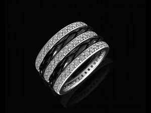 interlaced band ring with diamond 3D Print Model