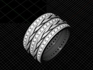 interlaced band ring with diamond 3D Print Model