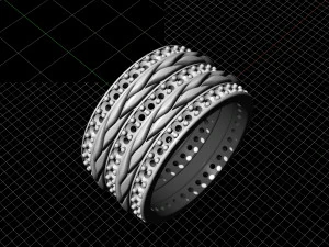 interlaced band ring with diamond 3D Print Model