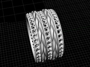 interlaced band ring with diamond 3D Print Model