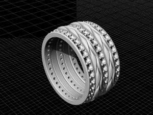 interlaced band ring with diamond 3D Принт Модель