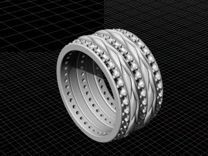 interlaced band ring with diamond 3D Print Model