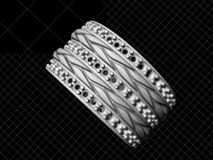 interlaced band ring with diamond 3D Print Model