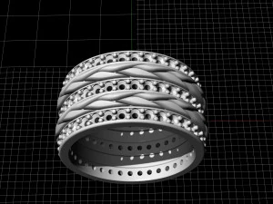 interlaced band ring with diamond 3D Print Model