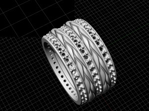 interlaced band ring with diamond 3D Принт Модель