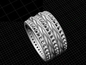 interlaced band ring with diamond 3D Print Model