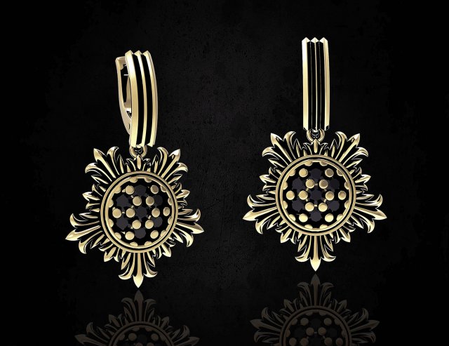 sun earrings 3D-Druckmodell .c4d .max .obj .3ds .fbx .stl .blend 