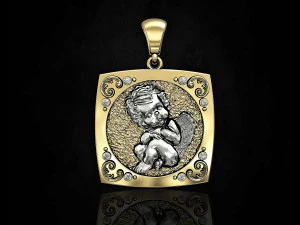 кулон з ангелом 3D Принт Модель