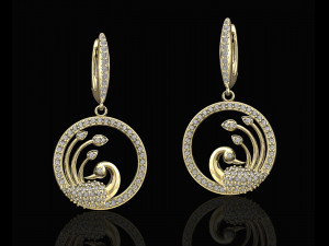 peacock earrings in gems circle 3Dプリントモデル