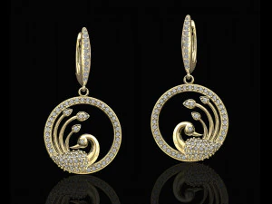 сережки павичі в колі дорогоцінних каменів 3D Принт Модель