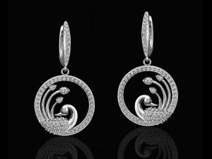 peacock earrings in gems circle Modelo de impresión 3D