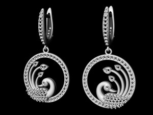 peacock earrings in gems circle Modelo de impresión 3D