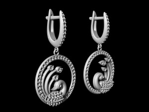 peacock earrings in gems circle Modelo de impresión 3D