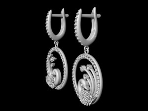 peacock earrings in gems circle Modelo de impresión 3D
