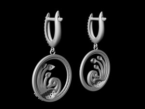 peacock earrings in gems circle Modelo de impresión 3D