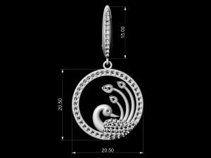 peacock earrings in gems circle Modelo de impresión 3D
