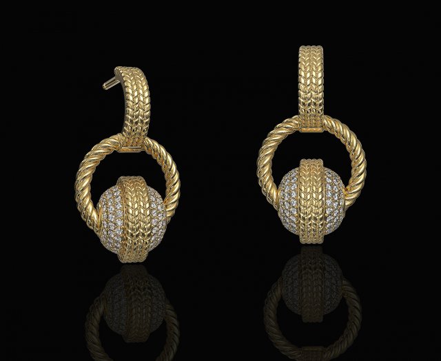 ball of gems earrings 3D Принт Модель .c4d .max .obj .3ds .fbx .stl .blend 
