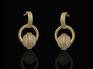 ball of gems earrings 3D Принт Модель