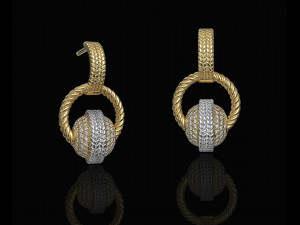 ball of gems earrings 3D Принт Модель