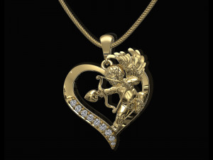 cupid in heart pendant 3D-printmodel