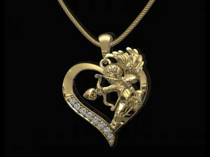 큐피드 인 하트 펜던트 3D 프린트 모델