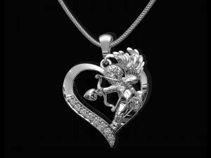 cupid in heart pendant 3D Print Model
