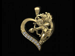 cupid in heart pendant 3D Print Model