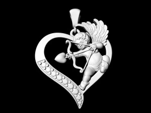 cupid in heart pendant 3D Print Model