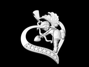 cupid in heart pendant 3D Print Model
