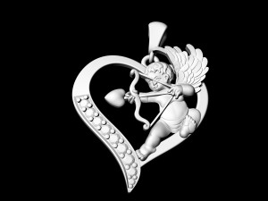 cupid in heart pendant 3D प्रिंट मॉडल
