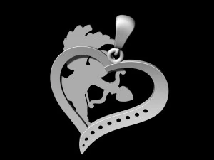 cupid in heart pendant 3D Print Model