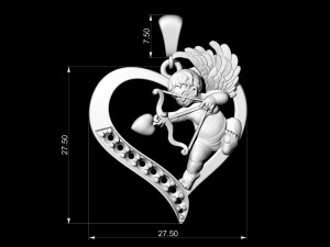 cupid in heart pendant 3D Print Model