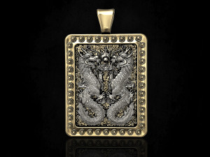 twin dragons-gemini pendant Modello di stampa 3D