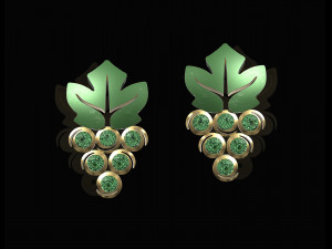 grapes earrings with gems 3D 打印模型