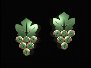 grapes earrings with gems Modelo de impresión 3D