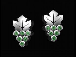 grapes earrings with gems 3D 打印模型