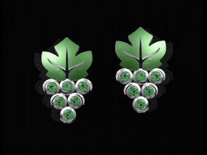 grapes earrings with gems 3D 打印模型