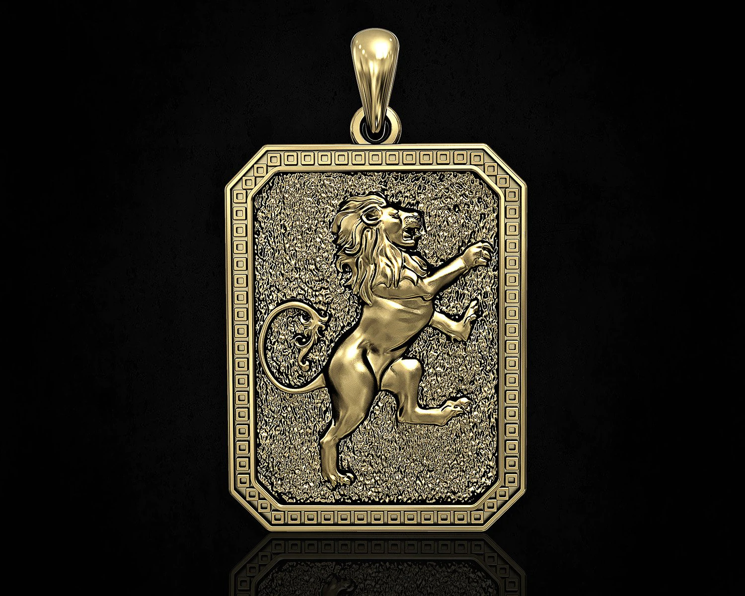 heraldic rampant lion pendant 3D Print Model .c4d .max .obj .3ds .fbx .stl .blend 