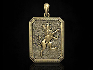 heraldic rampant lion pendant 3D Baskı Modeli