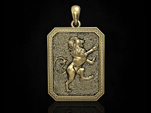 кулон із геральдичним нестримним левом 3D Принт Модель