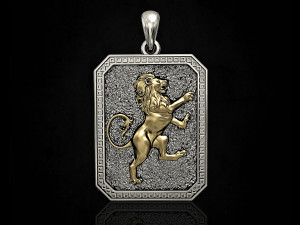 heraldic rampant lion pendant Modelo de Impressão 3D