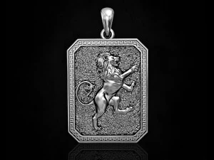 heraldic rampant lion pendant 3D Print Model