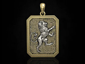 heraldic rampant lion pendant 3D Print Model