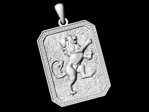 heraldic rampant lion pendant 3D Print Model