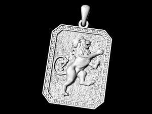 heraldic rampant lion pendant 3D Print Model