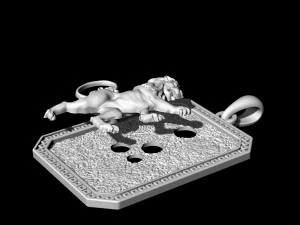 heraldic rampant lion pendant 3D Print Model