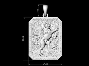 heraldic rampant lion pendant 3D Print Model