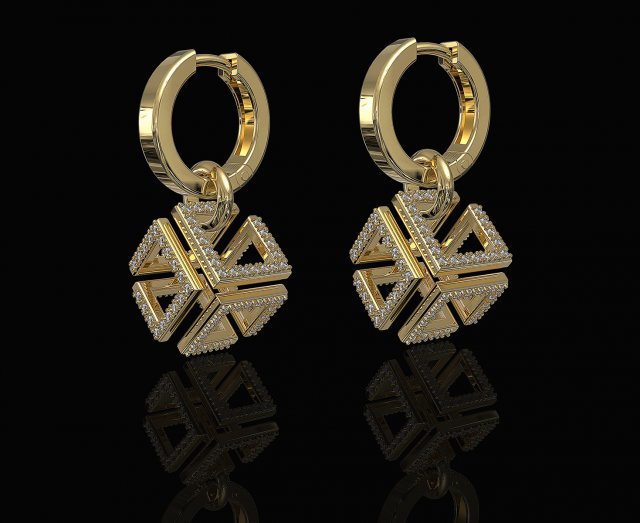 infinity cube earrings 3Dプリントモデル .c4d .max .obj .3ds .fbx .stl .blend 