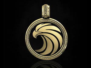 ciondolo rotondo con aquila Modello di stampa 3D