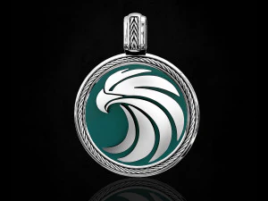 ciondolo rotondo con aquila Modello di stampa 3D